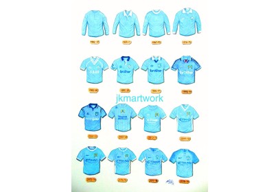 Manchester City FC Retro Shirts Wall Art Print